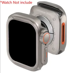 Premium Aluminum Alloy Luxury Metal Case for Apple Watch - Ultra Protective Bumper Frame Cover (Titanium)