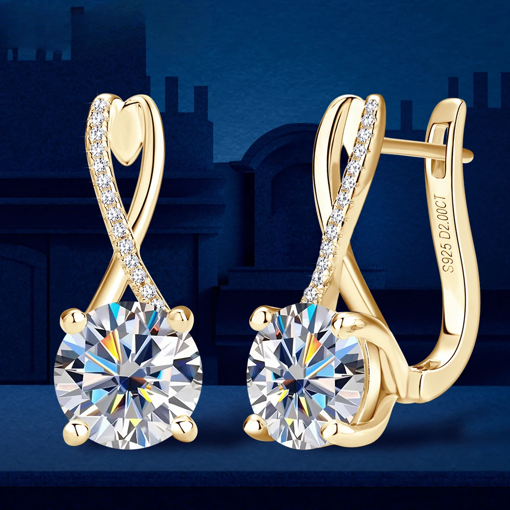 

Серьги-кольца женские из серебра 925 пробы с муассанитом, 18 К, 8 мм