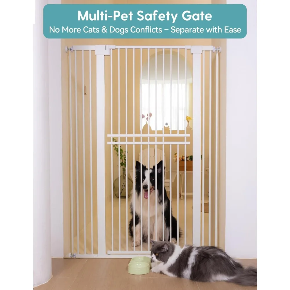 Extra Tall 55 Wide Auto-Closing Pet Gate for Cats and Dogs, 29-40 Adjustable Width, 1.37 Narrow Bar Spacing, Easy Assembly witho