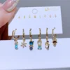 1 Set Mixed Design Frozen Cartoon Huggie Hoop Earrings for Women Gold Color Plated Cubic Zircon Jewelry 1