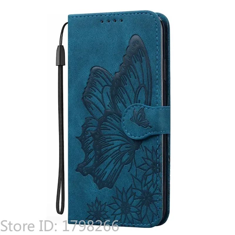 Butterfly Flip Cover Leather Wallet Phone Case with Card Holder