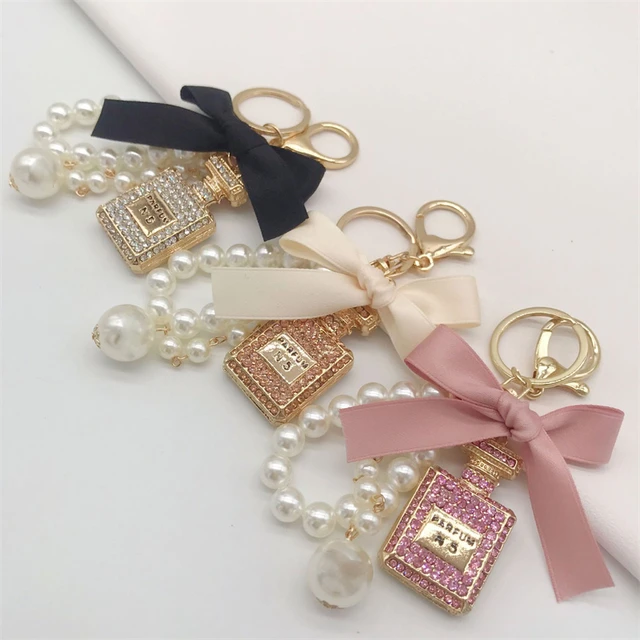 Luxury Crystal Bottle Keychain Car Key Chains Bow Tie Women Bag Handbag  Pendants Gift Jewelry - AliExpress