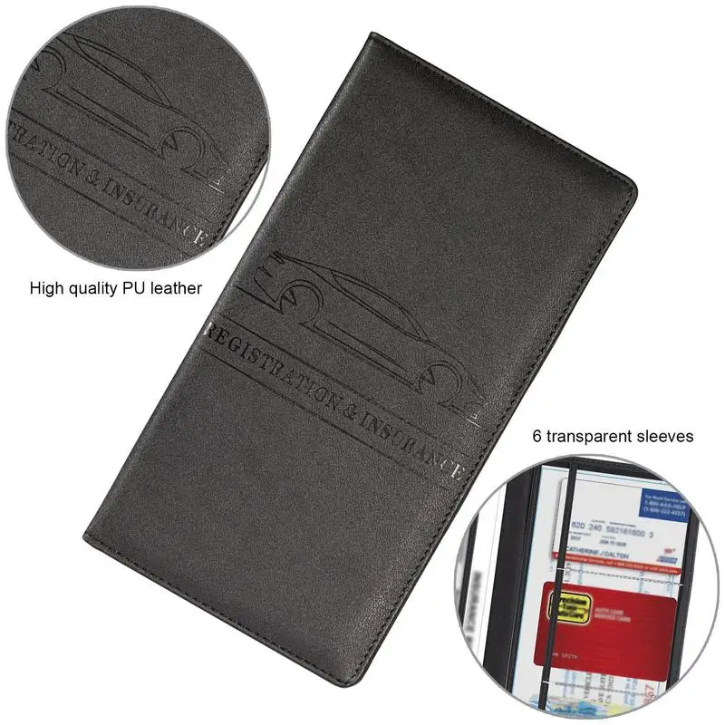 Car Registration And Insurance Holder PU Leather Card Document Organizer Driving License Paperwork Cover Car Storage Accessories