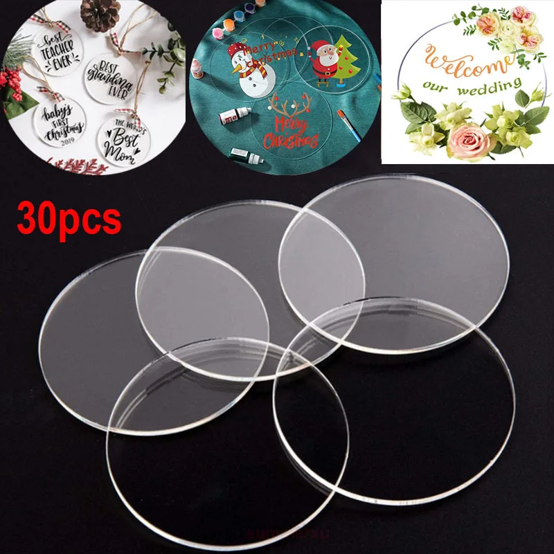 20PCS Acrylic Plexi Circle Round Disc,Acrylic Display Base,Acrylic Disks  Plexiglass Circles 1/8 (Clear, 3)