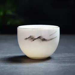 Elegant Handmade White Porcelain Teacup - Portable Boutique Tea Set Accessory - 6.5x5cm  75ml (B6 - 6.5x4.7cm  70ml)