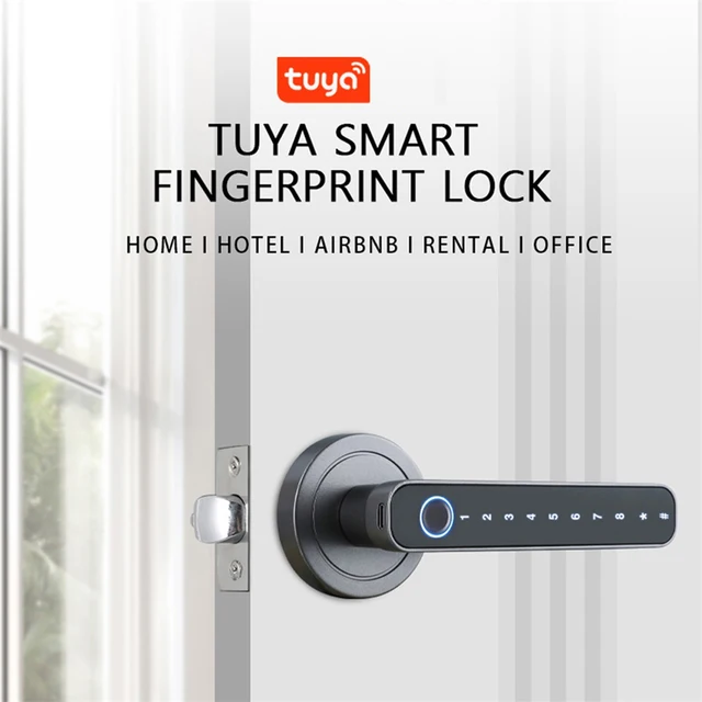 USB Fingerprint Door Lock Smart Lock Aluminum Alloy for Tuya BT Connection APP Password Key Unlocking for Homes Apartments 2
