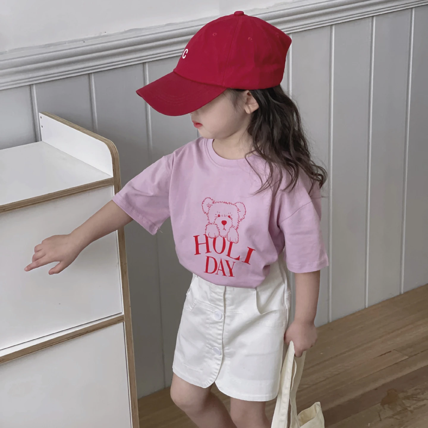 

Korean Girl's Clothes 2023 Summer New Fashion Cartoon Bear Girl's T-shirt Or Soft Elastic Skirt Short Sweet Clothes