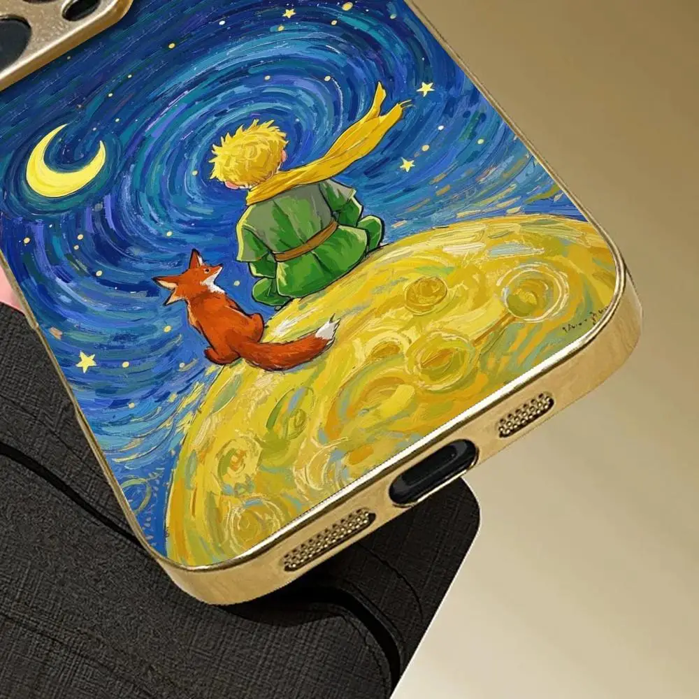 Rose Gold Electroplated Mirror Phone Case with Little Prince Design