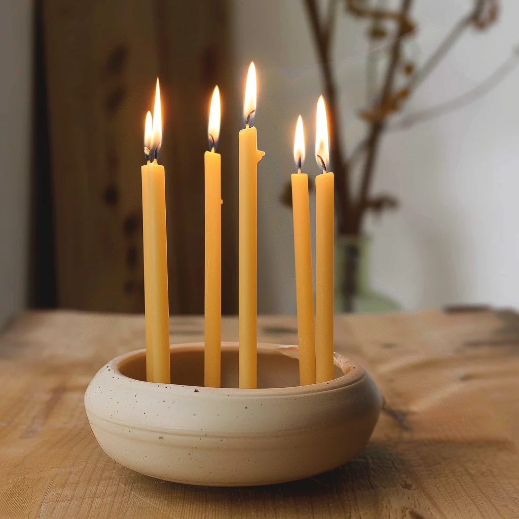 25 Stück/1 Packung Chanukka-Kerzen aus Natürlichem Bienenwachs, Dünne Stabkerzen für Rituale und Geburtstage, Unparfümiert – Detail 11