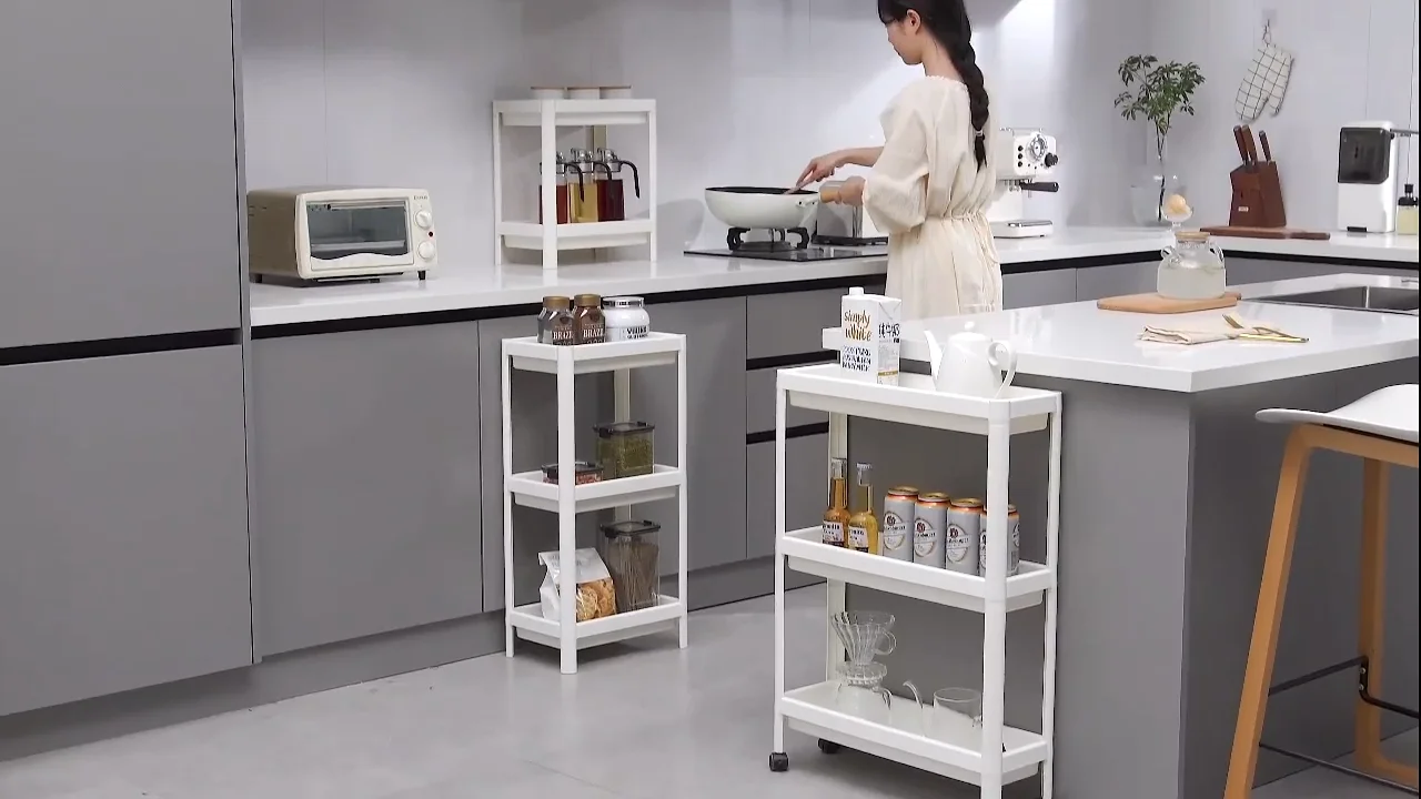 

Slim Slide Out Storage Tower Rack Mesh Rolling Organization Serving Cart Shelf Narrow Spaces gap storage rolling trolley cart
