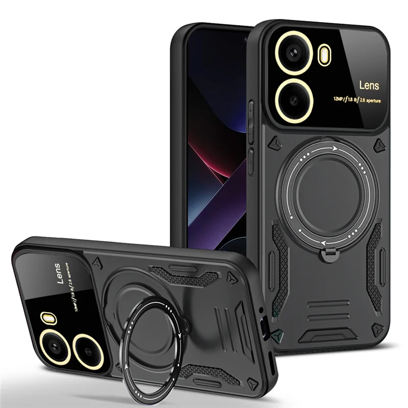 Luxury Armor Rugged Magnetic Holder Case with Lens Protection Cover