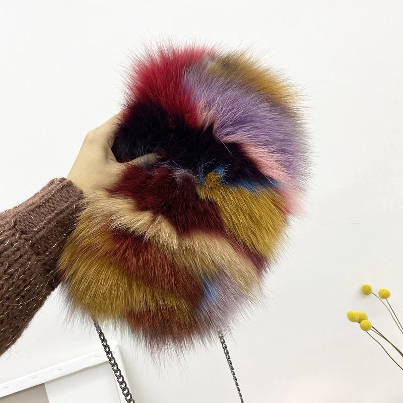 Natural Fox Fur Bags For Women Luxury Designer Hand Bags Shoulder Bag Women's Bag Trend Party Crossbody Fur