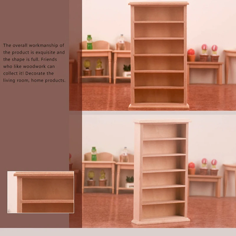 

1Pcs 1/12 Dollhouse Miniature Furniture Multifunction Wood Cabinet Bookcase Bookshelf for Pretend Play Toy