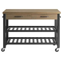 Santa Fe Kitchen Cart with Metal Shelves and TV Stand Feature 2