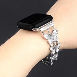 Elegant Butterfly Design Watch Strap Bracelet - 38 40 41mm (Silver)