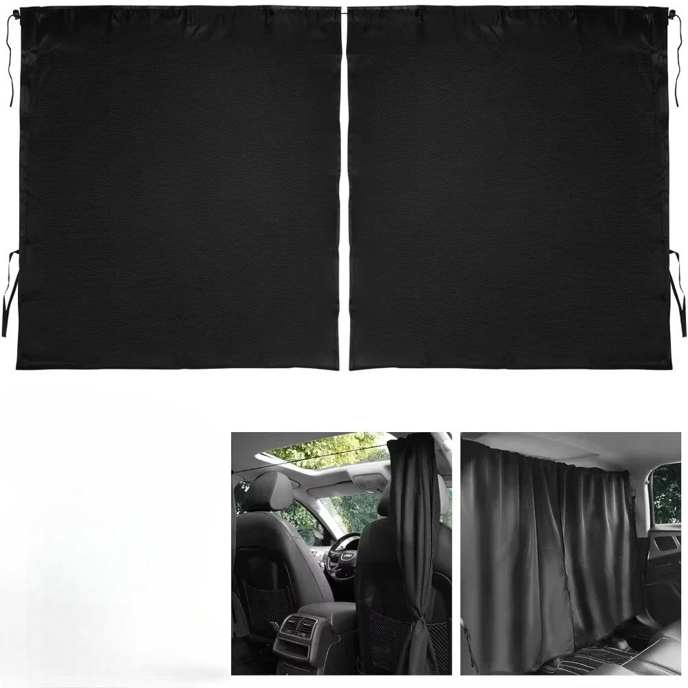 2Pcs Car Middle Partition Curtain Sealed Taxi Cab Partition Sunshade and Privacy Curtain 134x78cm