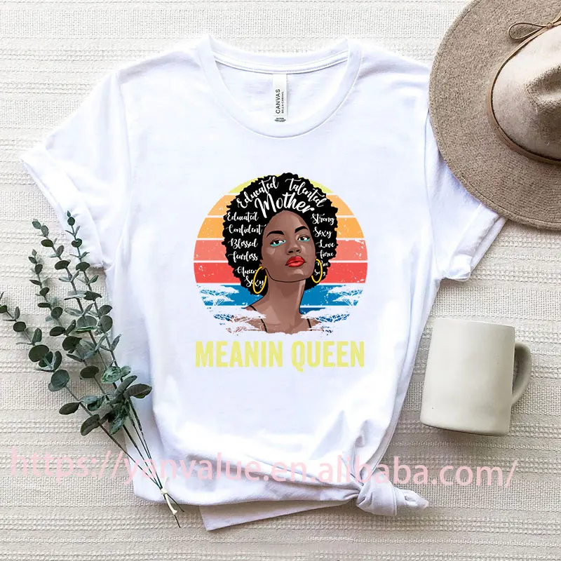

Melanin Queen Women Shirts Black Girl Magic African Women T-shirt Black History 1865 Freedom Juneteenth Afro t shirt Women