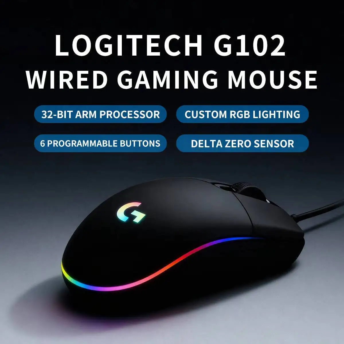 Enhanced RGB Gaming Mouse with HERO Sensor Technology, 6 Programmable Buttons, and Ergonomic Lightweight Design