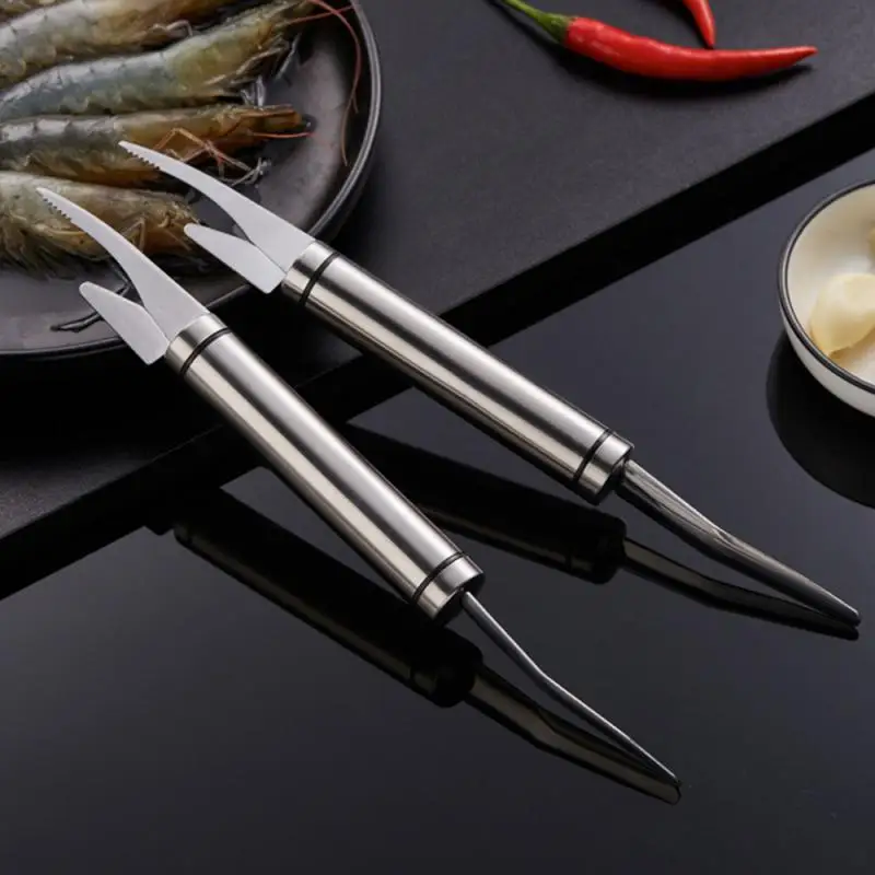 Kitchen Utensils 304 Stainless Steel Shrimp Line Knife Multifunctional Double-headed Shrimp Shelling and Gutting Opener Fish Belly Cutter
