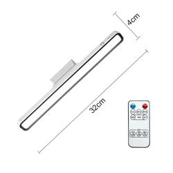 Sleek USB Rechargeable LED Desk Lamp with Stepless Dimming & Magnetic Mount (White Remote Control)