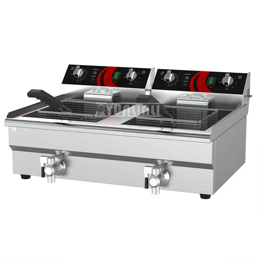 New 26L Electric Deep Fryers Commercial Electric Double Slot Deep Fryer Kitchen Equipment With Timing