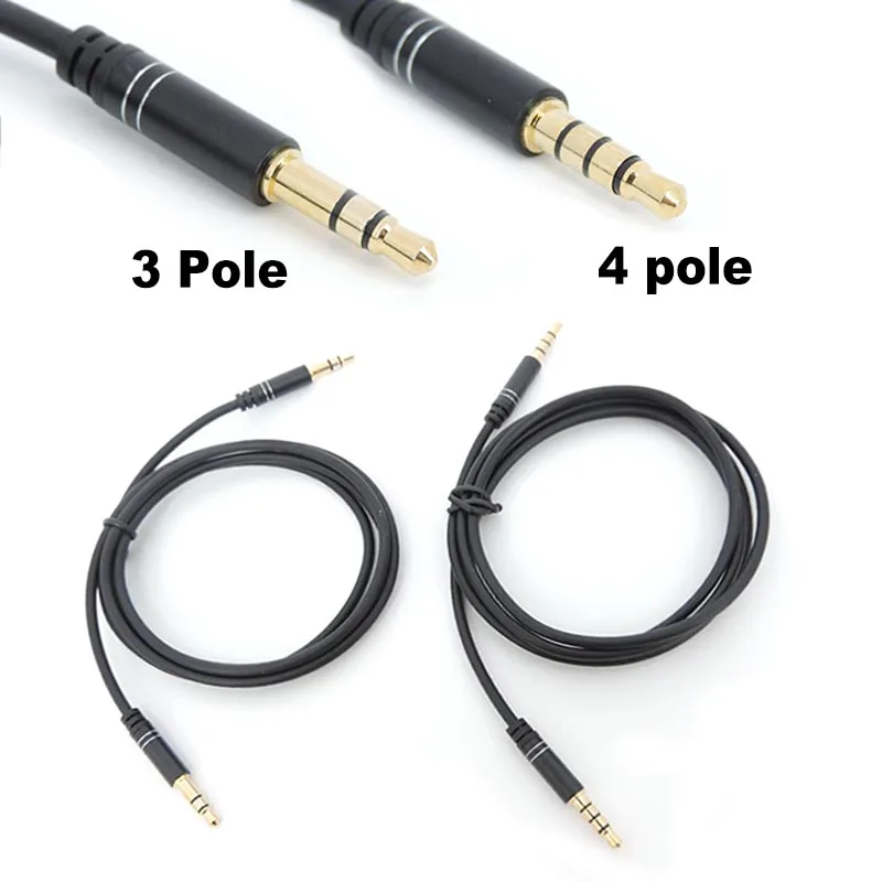 

1m 2m 3 4 Pole Microphones Stereo 3.5mm Audio Jack Male to Male Extension Cable Headphone Male Headphone Aux Cord M20