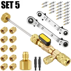 Universal Valve Core Remover and Installer Kit with Dual Port Sizes (Set 5)