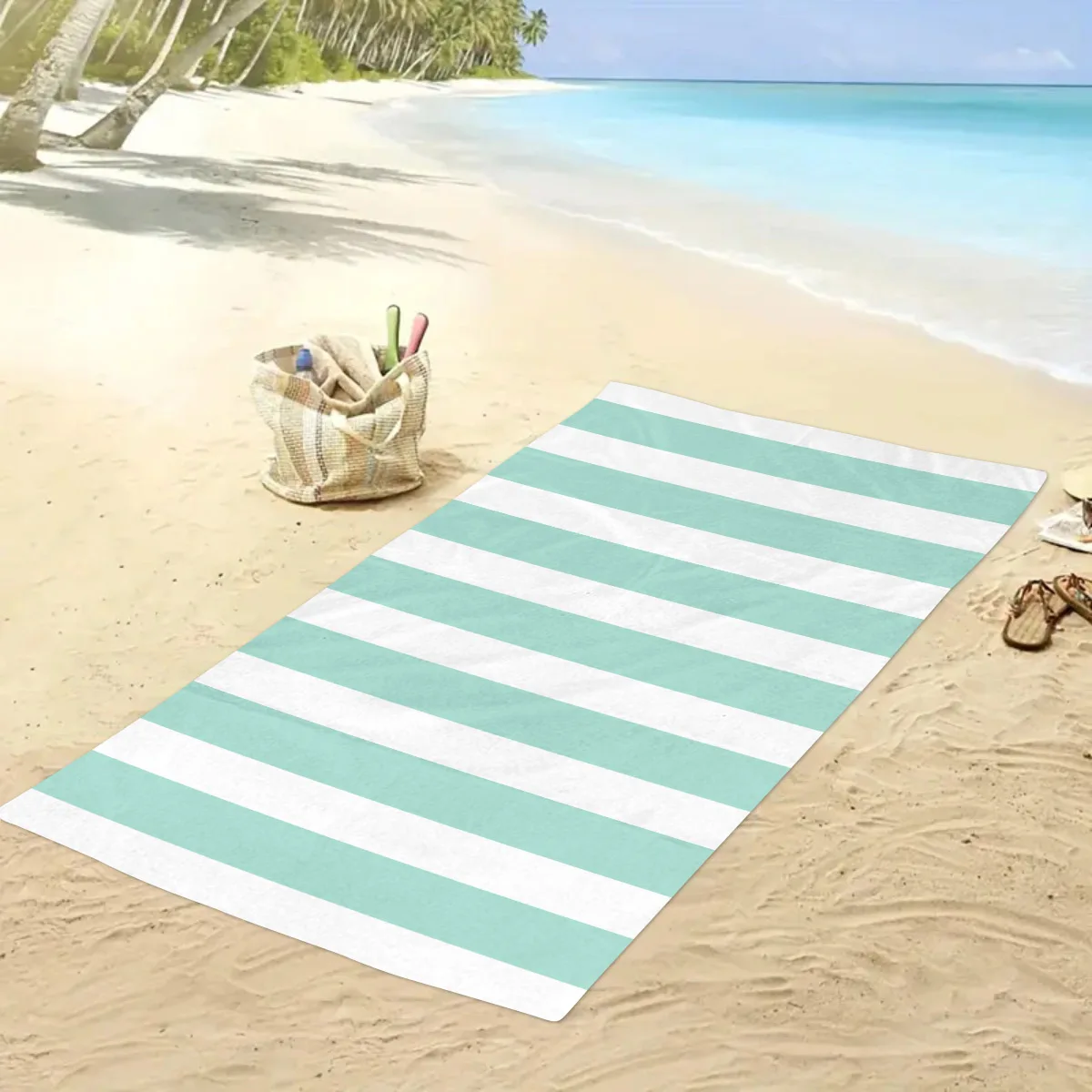 Colorful Striped Beach Towel Quick Drying Absorbent Bath Towel_voghion.com