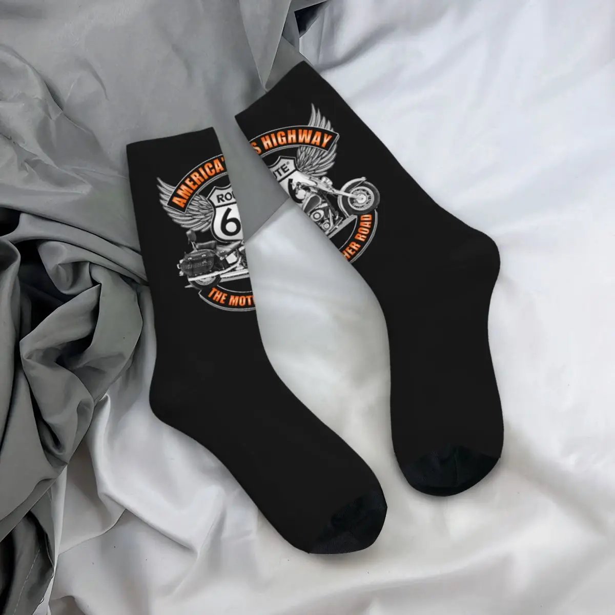Americas Highway Route 66 Socks Men&rsquo;s Women&rsquo;s Fashion Motorcycle Socks Spring Summer Autumn Winter Middle Tube Gifts cotton socks