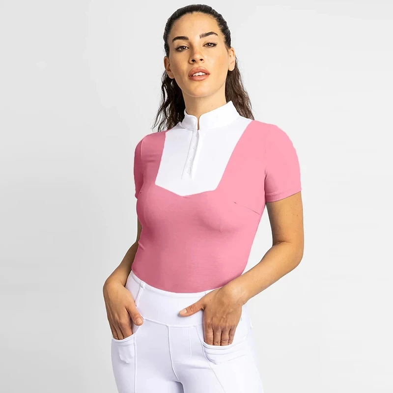 Back Mesh Women Equestrian Base Layer Shirts Short Sleeve Horse Riding Shirts Competition Equestrian Polo horse riding shirt