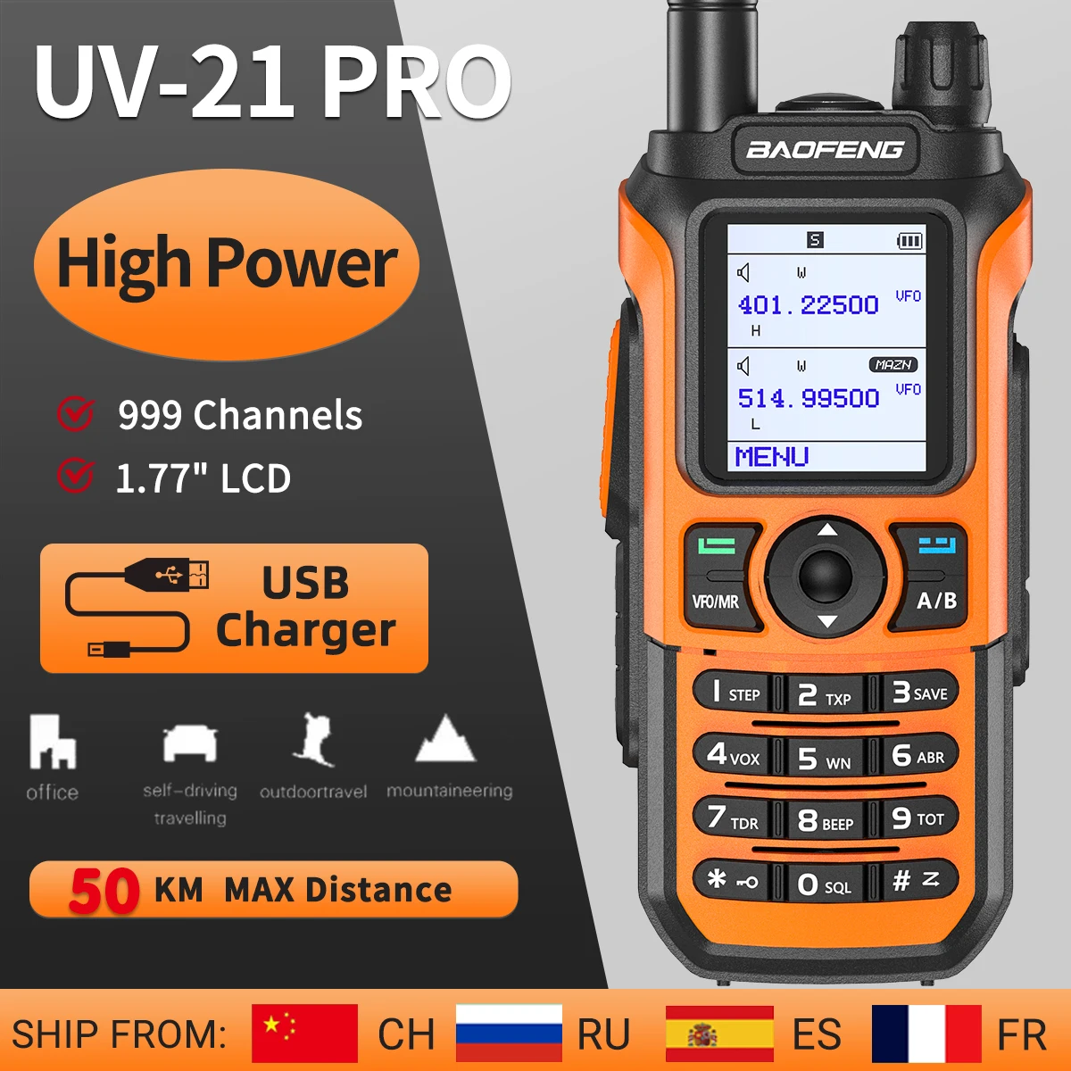 BaoFeng UV-21 Pro Dual Band Walkie Talkie High Power UHF VHF Handle Long  Range Professional Two Way Radios for Hunting V-5R AliExpress