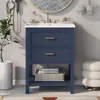 24" Bathroom Vanities with Ceramic Single Sink Combo, Modern Undermount Bathroom Sink Cabinet with 2 Drawers & Open Self 1