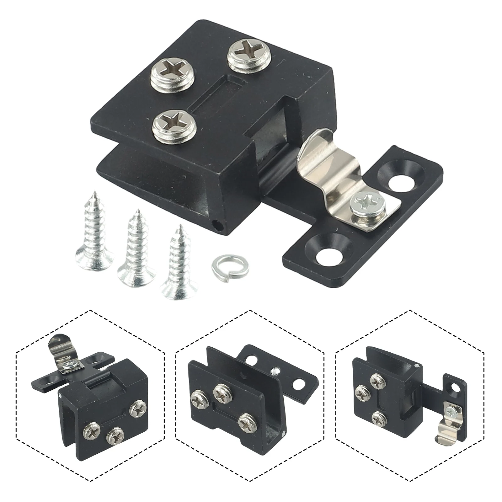 Description Picture 6 of itemHigh Quality Cabinet Hinges Door Hinge Bathroom Durable Black / Silver Zinc Alloy Cabinet Gate Clamp Cupboard Display