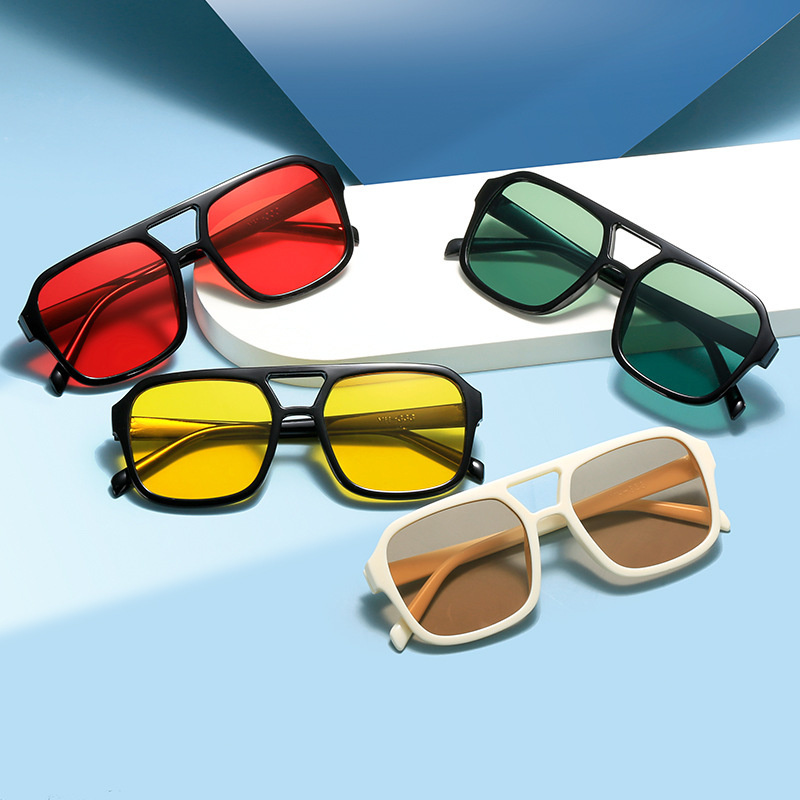 adult style, sunglasses, square Double new beam personalized Korean version, trendy sunglasses, high-end, UV resistant,