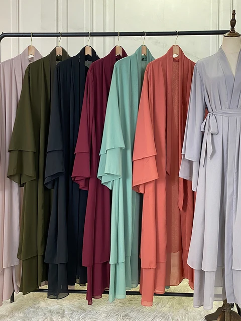 Robe de Ramadan en mousseline de soie, Abaya, dubaï, turquie, Kaftan musulman pour femmes, Kimono modeste, Caftan Marocain, vêtements islamiques