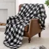 1PC Blanket for Couch Sofa Bed Plaid Decor Black White Checkered Blanket Cozy Fuzzy Soft Lightweight Warm Blankets  All Seasons 2