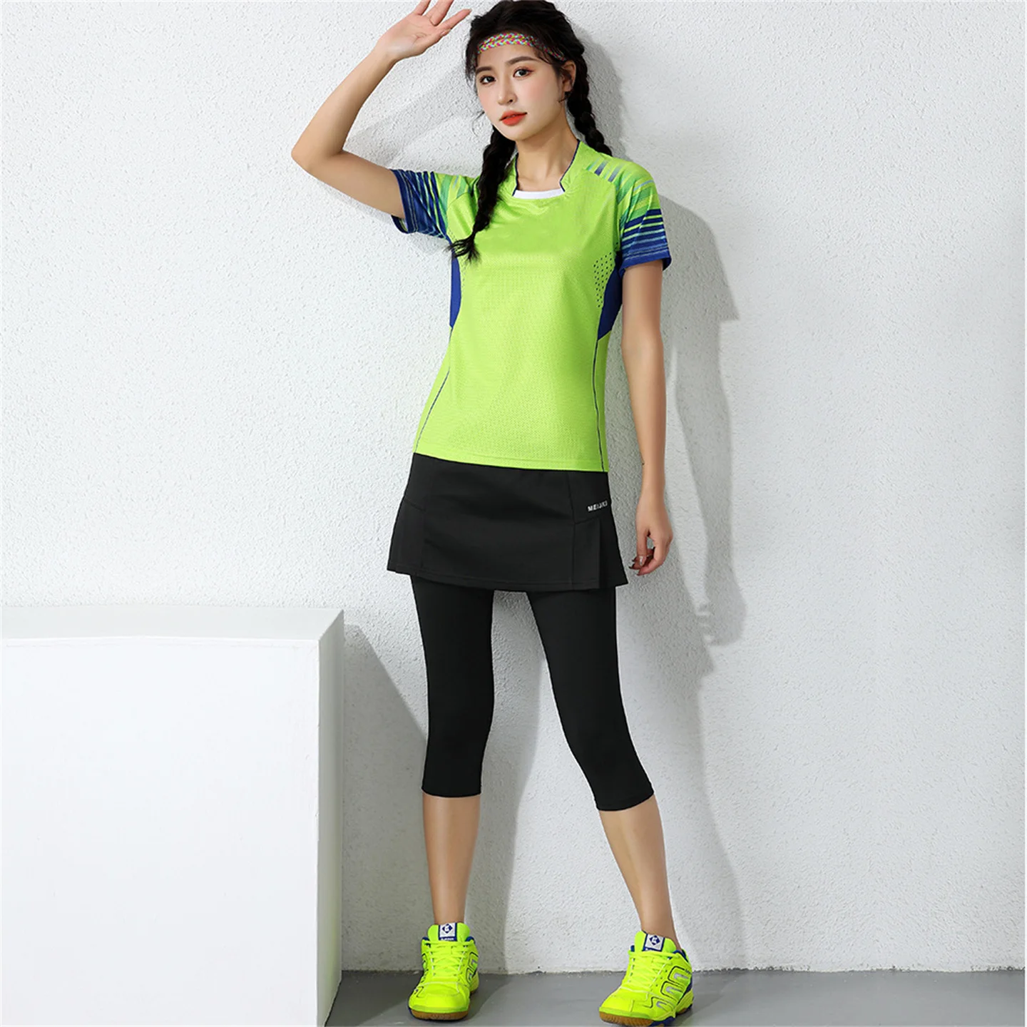 Quick-Drying Badminton Suit Tennis Suit Short-Sleeved Large Size Men And Women Sports Anti-Exposure Two-Piece Skirt