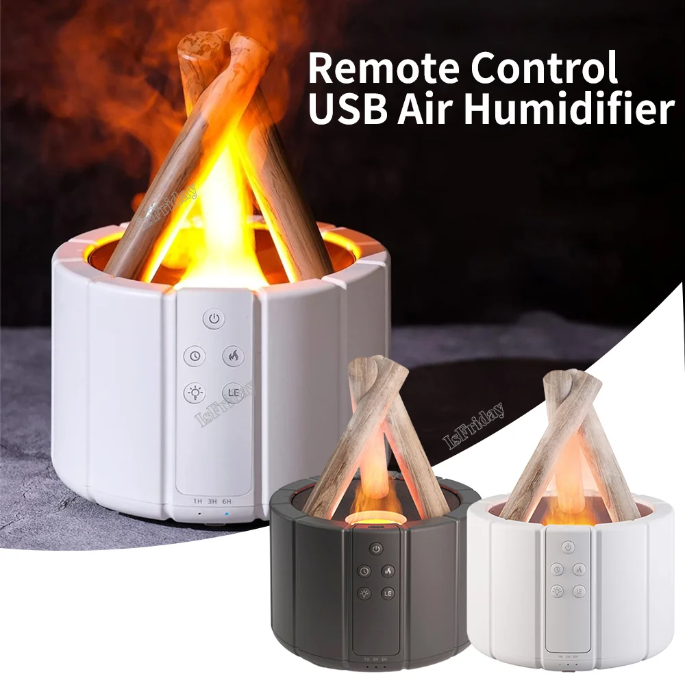 

Flame Light Air Humidifier With Remote Control Aroma Diffuser Realistic Campfire Aromatherapy Humidifiers Diffusers For Home