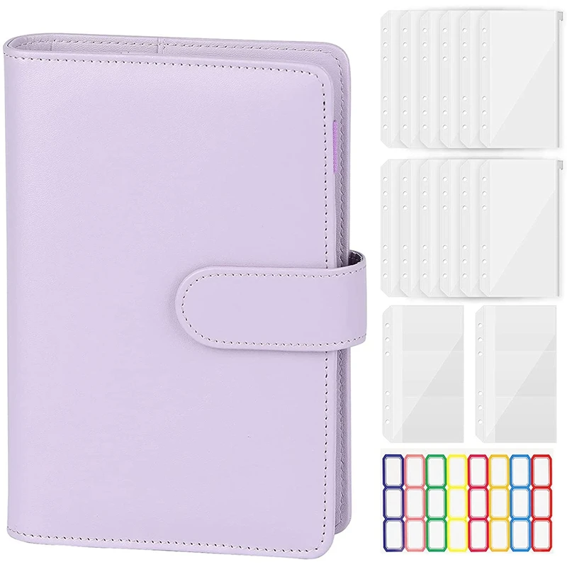 

6 Ring Leather Notebook Budget Binder Planner, Cash Envelopes For Budgeting Money Saving Binder Organizer