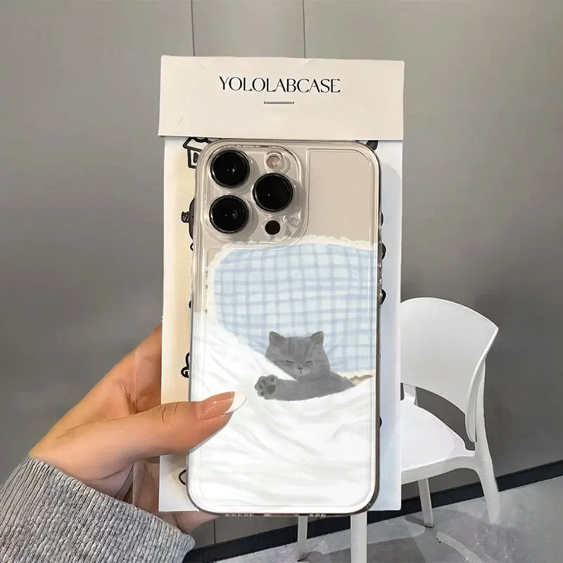 Lovely Black Cat Clear Phone Case - Creative Cover
