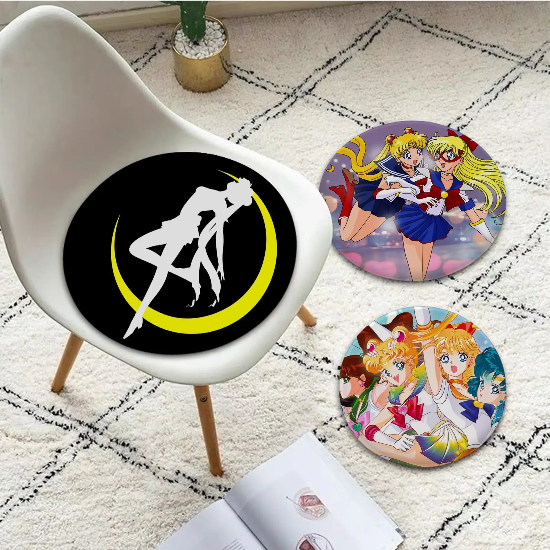 

S-Sailor M-moons Cushion Mat Square Seat Cushion Office Dining Stool Pad Sponge Sofa Mat Non-Slip Seat Mat