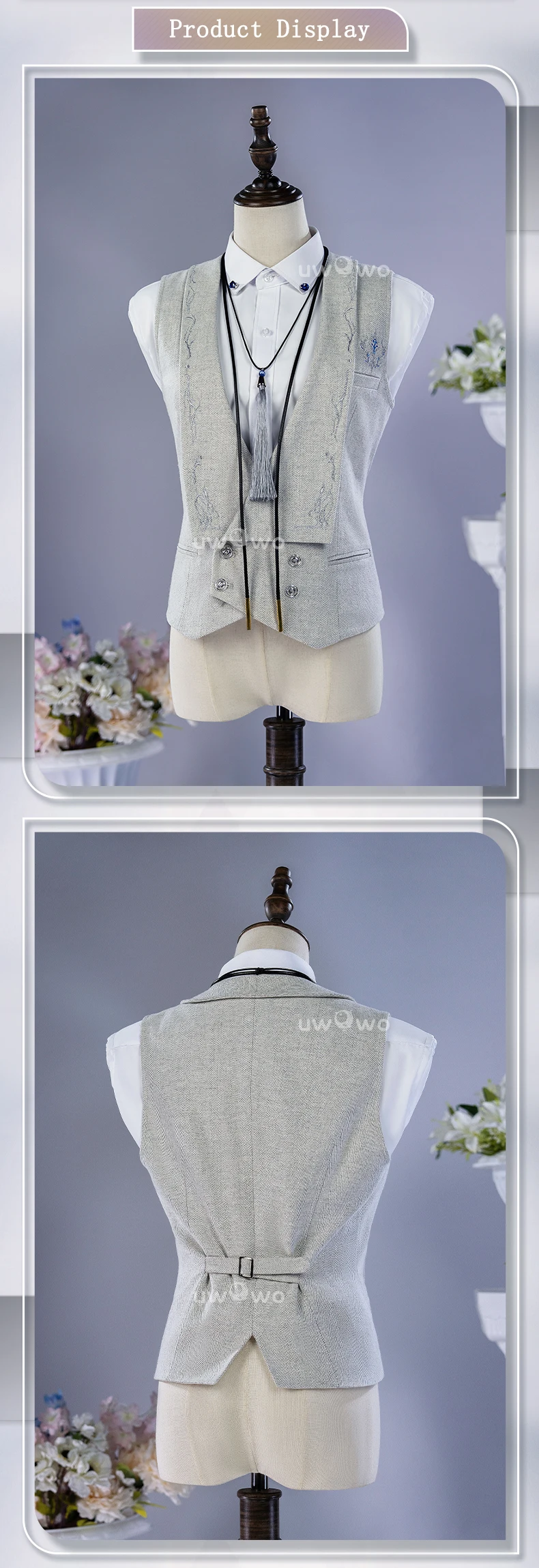 Xavier Cosplay Game Love and Deepspace Lightseeker Silvery Polyphony Suit Vest Costume 2