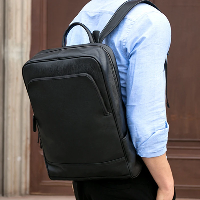 

AETOO Men's business commuting leisure backpack leather computer Baotou layer cowhide large capacity leisure travel backpack