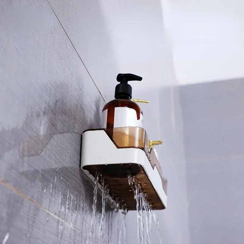 Bathroom Shelf Organizer Shower Storage Rack Black Corner Shelves Wall Mounted Aluminum Toilet Shampoo Holder No Drill 4