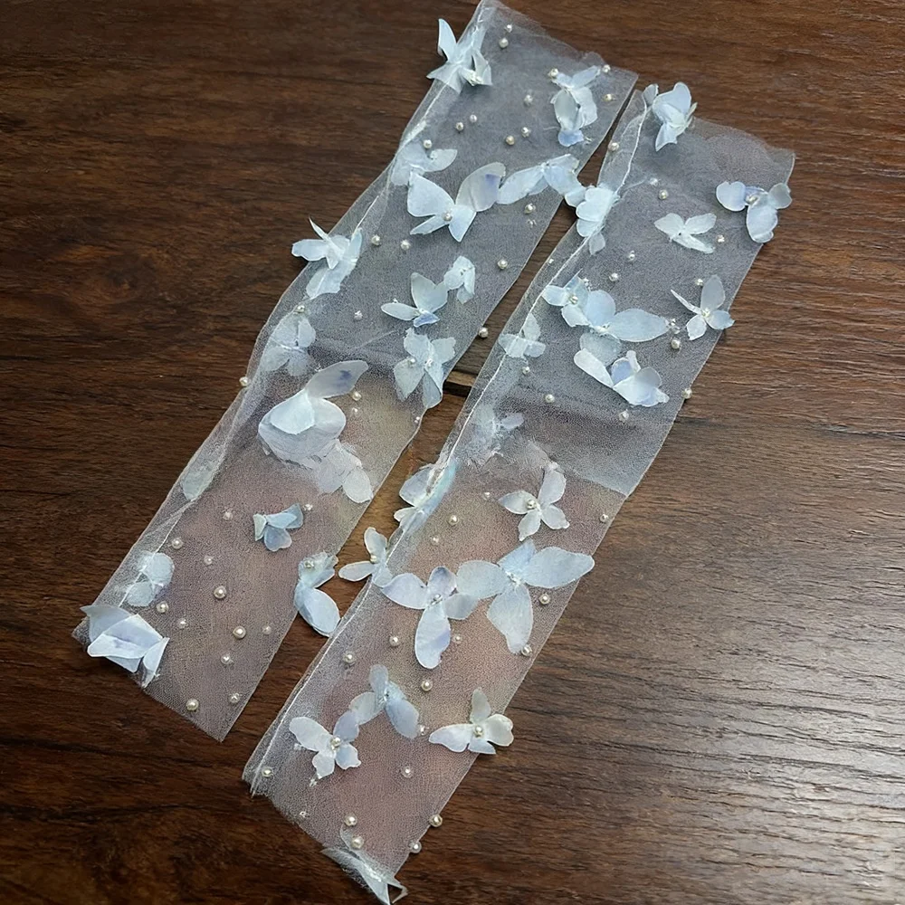 진주 장식이 있는 신부 장갑 얇은 네트 슬리브 커버 여성을위한 장식 여름 웨딩 사진 가운 슬리브 심플 스타일