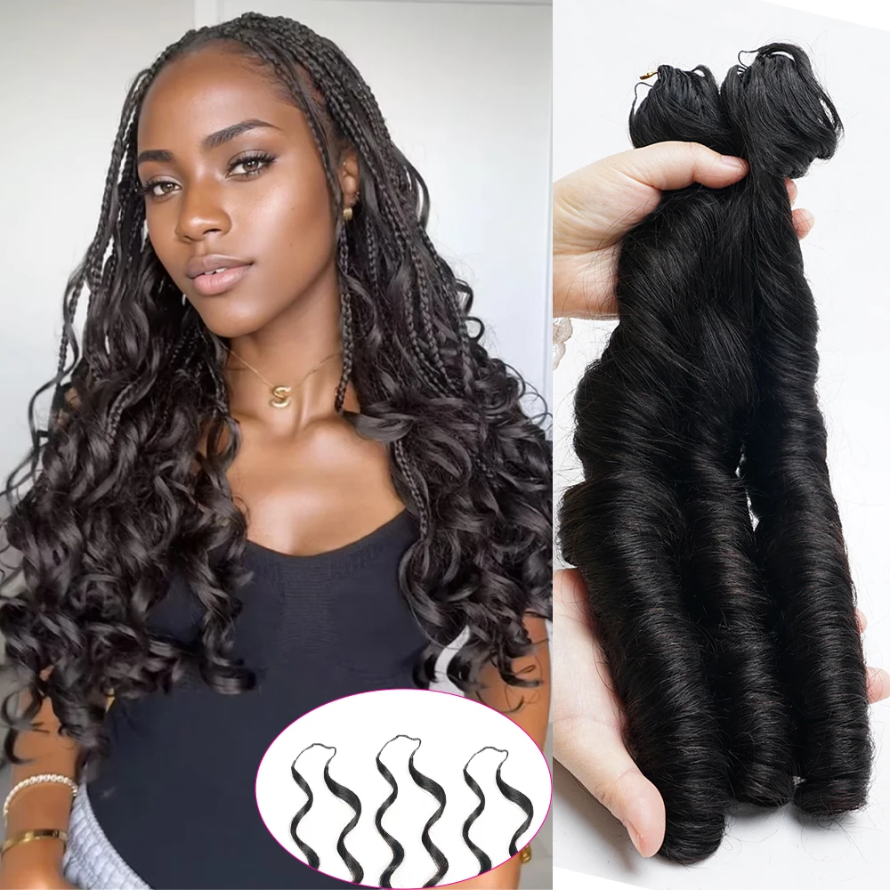 Kisshair Miracle Knots French Curl, Capelli Umani Pre-divisi per Intrecciare, Piuma Crochet, Ondulati e Voluminosi, Senza Nodi, Stile Bora Boho