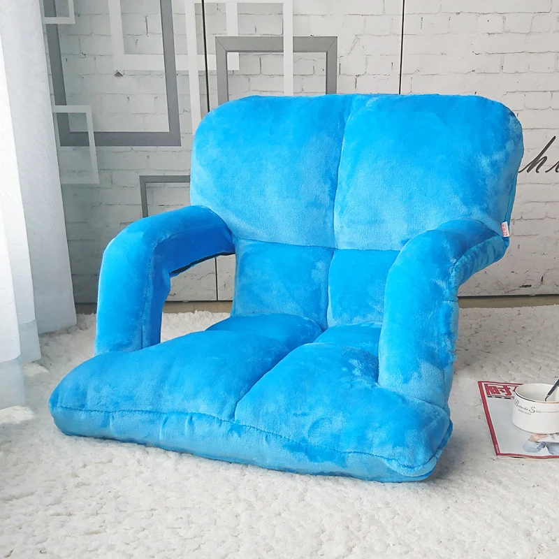 Fabric Flannel Folding Gaming Floor Chair with Armrest, Leisure Lazy Sofa, 6-Position Adjustable Floor Chair for Reading koltuğu