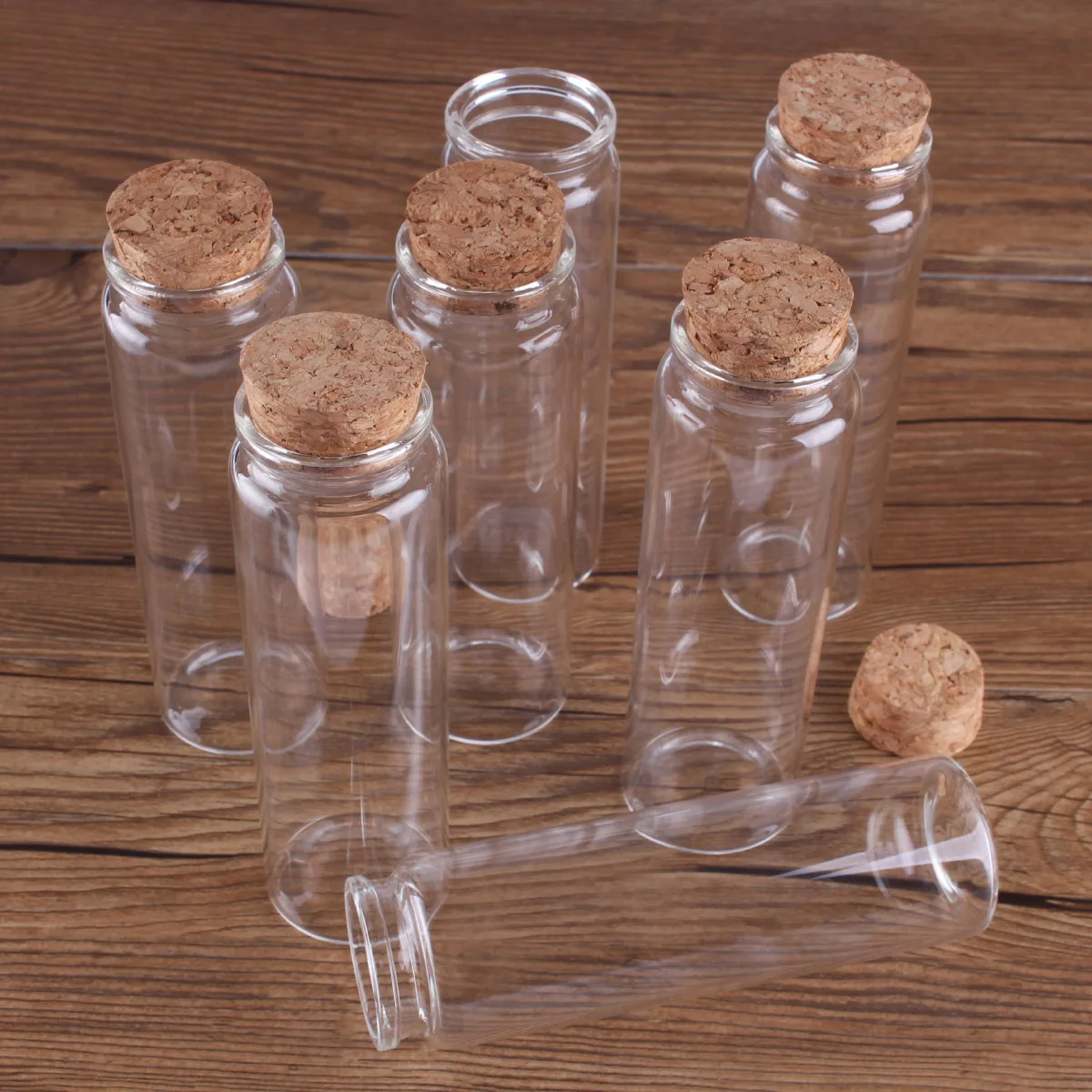 6 Pieces 20ml 30ml 40ml 50ml 60ml 70ml 90ml 120ml 150ml Glass Bottles with Cork Stopper Spice Jars Vials Crafts 7 Sizes U-pick 6