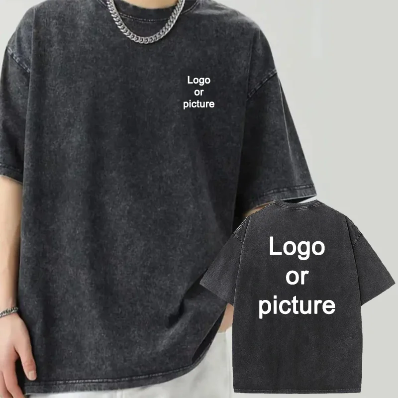 Maßgeschneidertes Retro T-Shirt Herren Mode Vintage-Design Gewaschenes Baumwoll-Kurzarm-T-Shirt Damen Harajuku Cool Street T-Shirt Top
