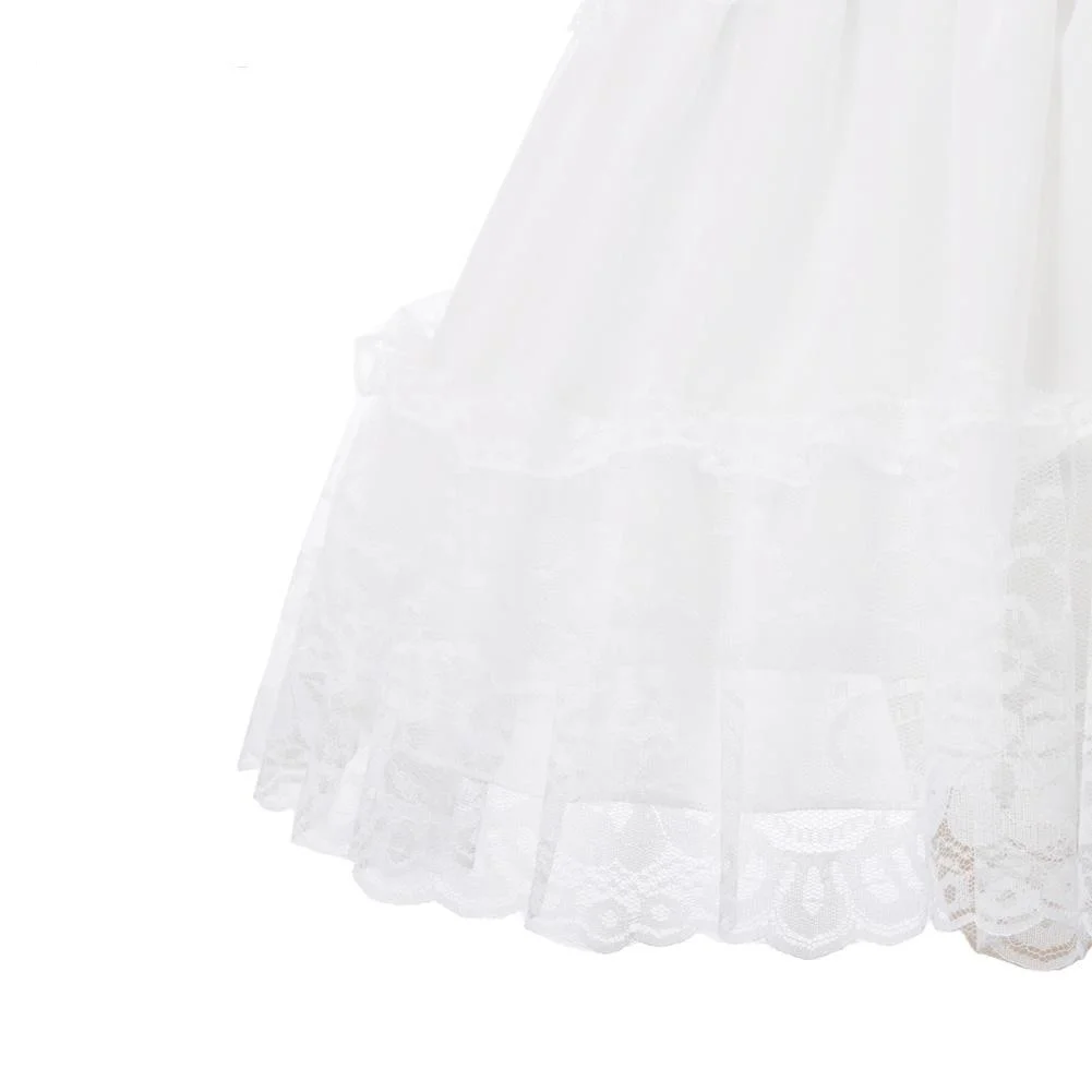 Women's Lolita Skirts Crinoline Petticoat Evening Party Underskirt Vintage Elastic Waist 2-Loop Ruffles Swing Gothic Skirt